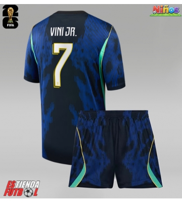 Brasil Vinicius Junior #7 Segunda Equipación Niños Mundial 2026 Manga Corta (+ Pantalones cortos)